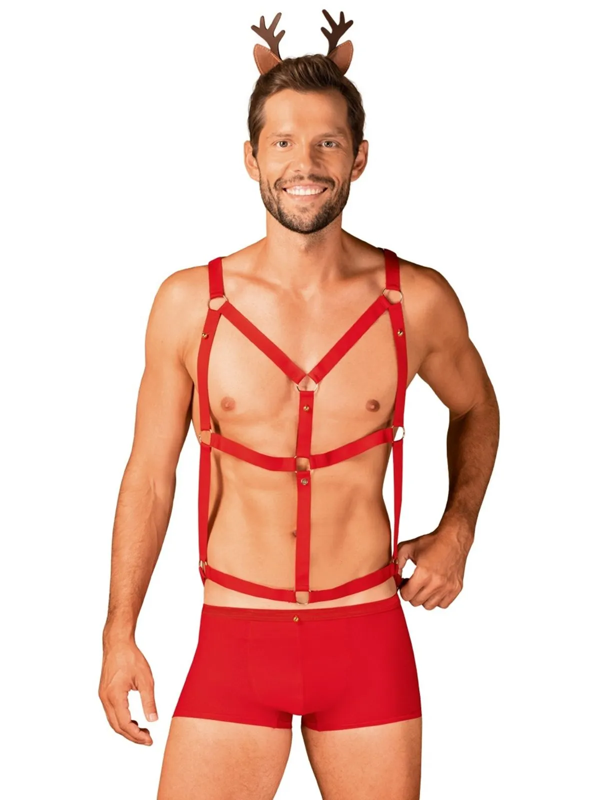 KOMPLET OBSESSIVE MR REINDY BOKSERKI,UPRZĄŻ, OPASKA