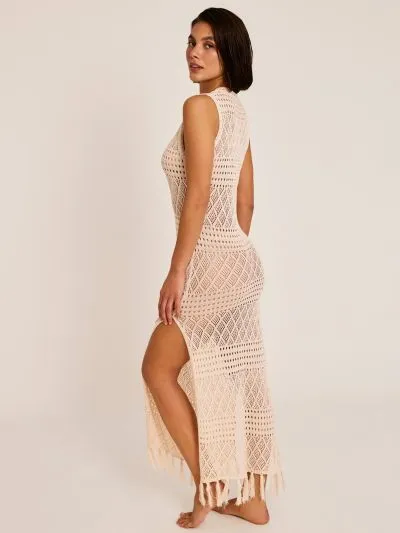 DODATEK PLAŻOWY SELMARK LONG KNIT DRESS SUKIENKA