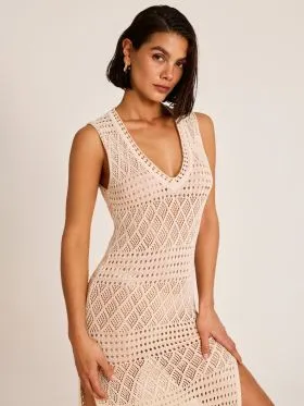 DODATEK PLAŻOWY SELMARK LONG KNIT DRESS SUKIENKA