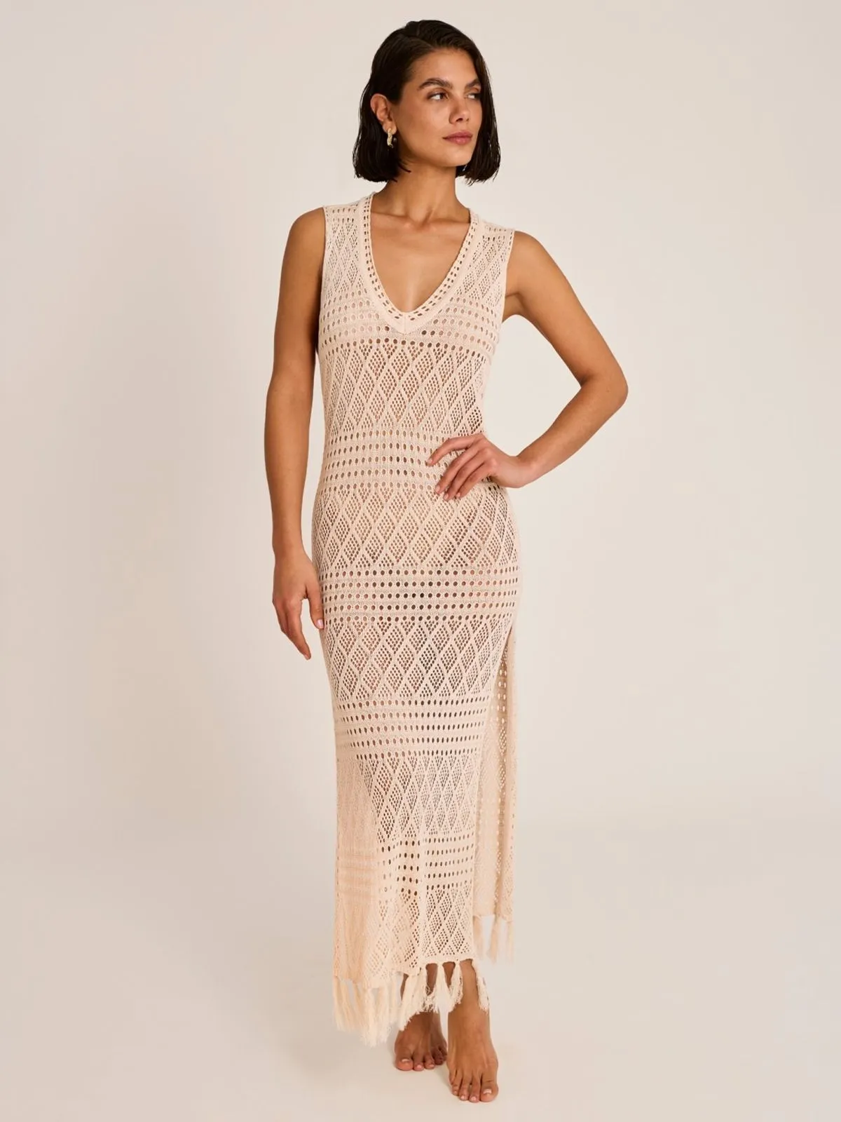 DODATEK PLAŻOWY SELMARK LONG KNIT DRESS SUKIENKA