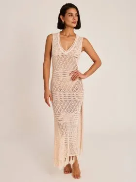 DODATEK PLAŻOWY SELMARK LONG KNIT DRESS SUKIENKA