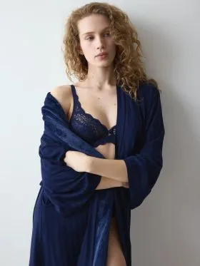 SZLAFROK TRIUMPH AMOURETTE JACQUARD LONG ROBE