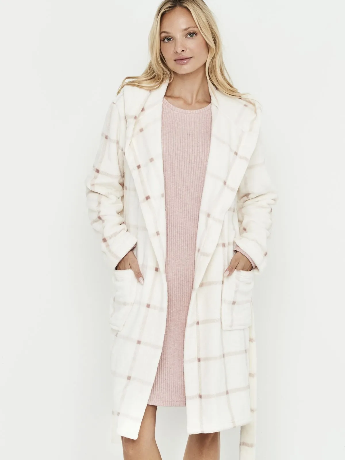 SZLAFROK SELMARK CHECKED LONG ROBE PC273
