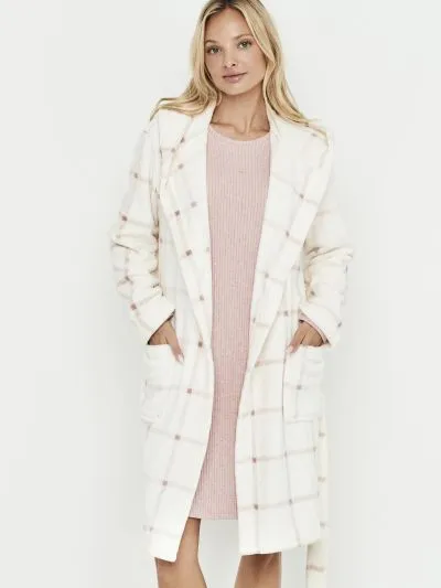 SZLAFROK SELMARK CHECKED LONG ROBE PC273